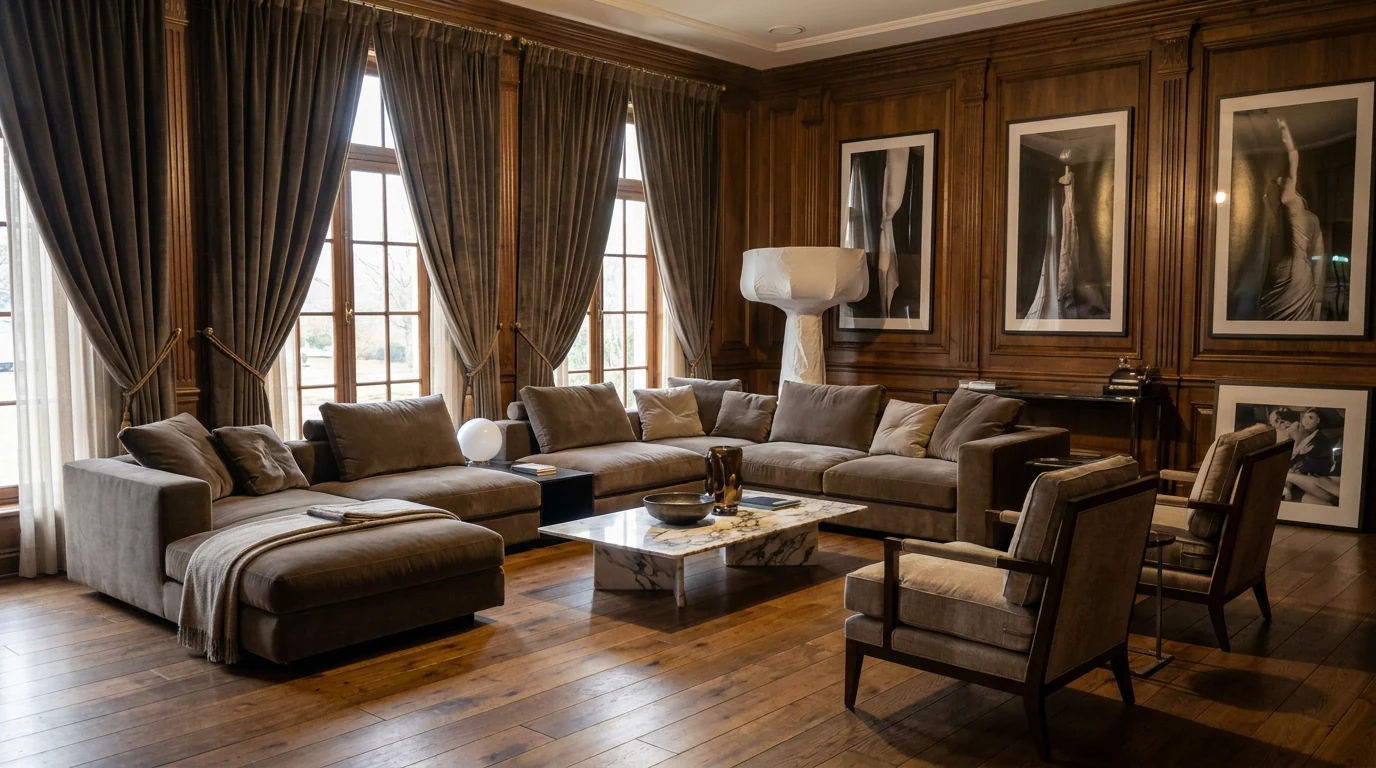 A grand living room graded for a Maison Scoliege reel
